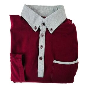 State & Liberty Red Long Sleeve Cotton Spandex Polo Shirt Mens Size Large L